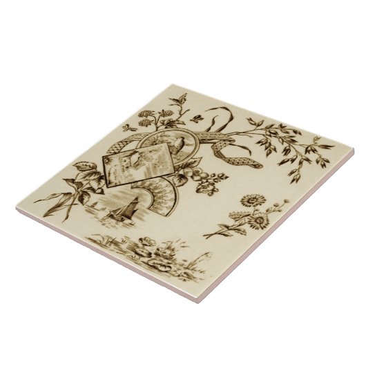 1800年代後半のアジア美意識セピアビクトリアン タイル (側面)