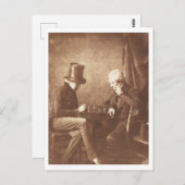 1800年代遊のヴィンテージ紳士のチェス ポストカード (正面/裏面)