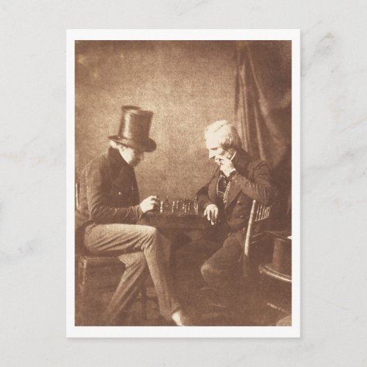 1800年代遊のヴィンテージ紳士のチェス ポストカード (正面)