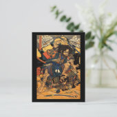 1800年代頃の戦闘中の侍 ポストカード (スタンド正面)