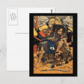 1800年代頃の戦闘中の侍 ポストカード (正面/裏面)