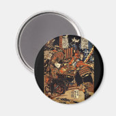 1800年代頃の戦闘中の侍 マグネット (正面/裏面)