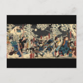 1800年代頃の雪の中で戦う侍 ポストカード (正面)