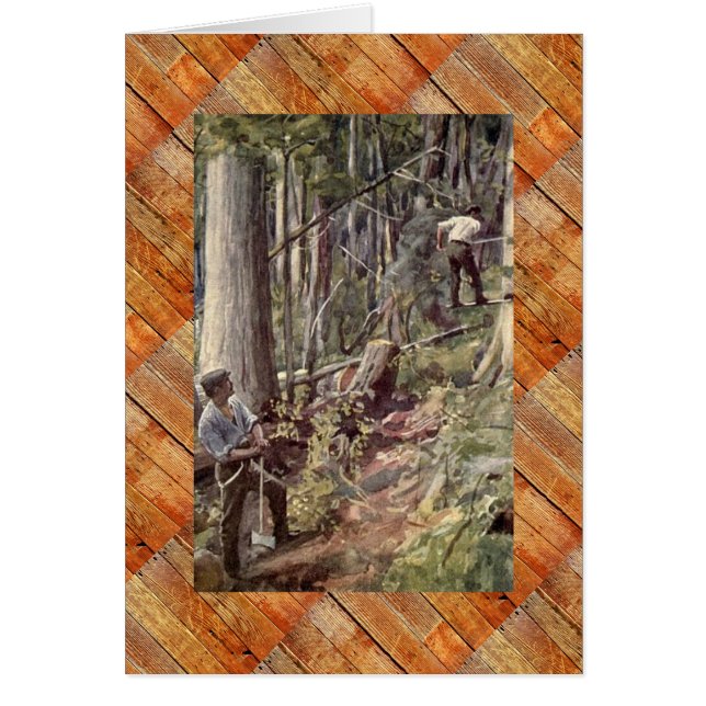 1800年代頃の「ブリティッシュ・コロンビア州でのロギング」 (正面)