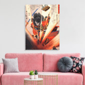 1800年代頃絵を描の爆発的なサムライ キャンバスプリント (インサイチュ (リビング))