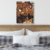 1800日本の年代に戦う古い侍 キャンバスプリント (インサイチュ (寝室))