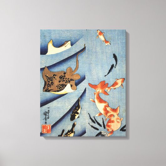 1800日本の年代頃の古い海絵を描の生活 キャンバスプリント (正面)