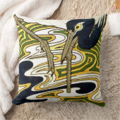 1800sクレーンとオダマキ（植物）パネルからのクレーンタイル クッション (ブランケット)