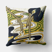 1800sクレーンとオダマキ（植物）パネルからのクレーンタイル クッション (裏面)