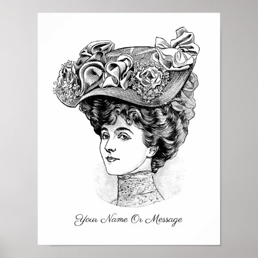 1800sフローラ帽子の女性の芸術2 ポスター (正面)