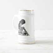 1800'sメキシコ頃"人々Calavera"の ビールジョッキ (正面左)