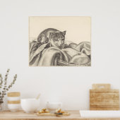 1802年にかごに座る猫 ポスター (キッチン)