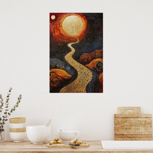 1803年の宇宙超現実主義の夢の風景 ポスター (キッチン)