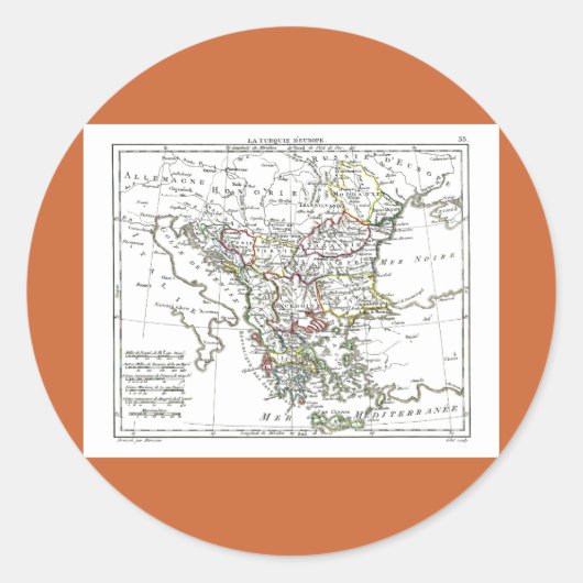 1806地図- LaのTurquieのd'Europe ラウンドシール (正面)