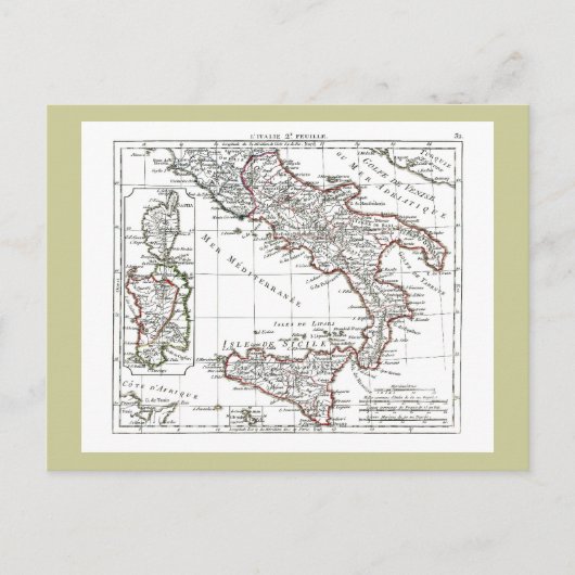 1806地図- L'Italie (石鹸水) ポストカード (正面)