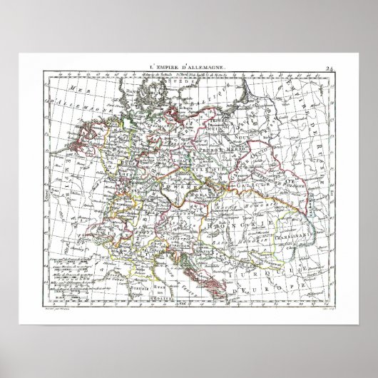 1806年の地図 – ラエンパイアダレーマーニュ ポスター (正面)