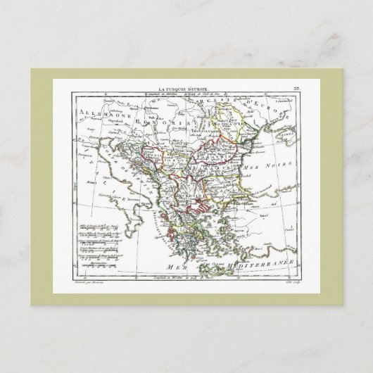 1806年の地図 – ラトルキードヨーロッパ ポストカード (正面)