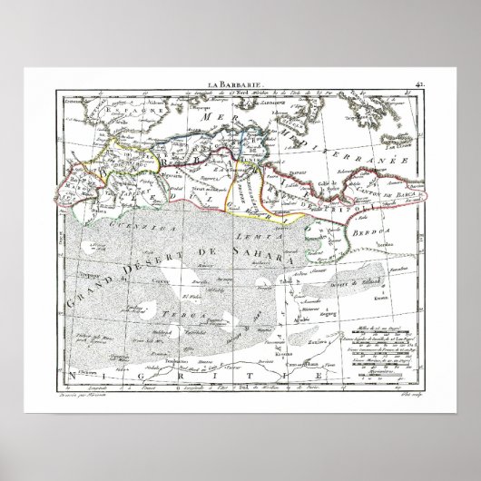 1806年の地図 – 野原 ポスター (正面)
