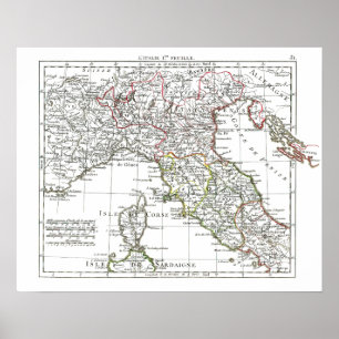 1806年の地図 – L'Italie 1ere Feuille ポスター