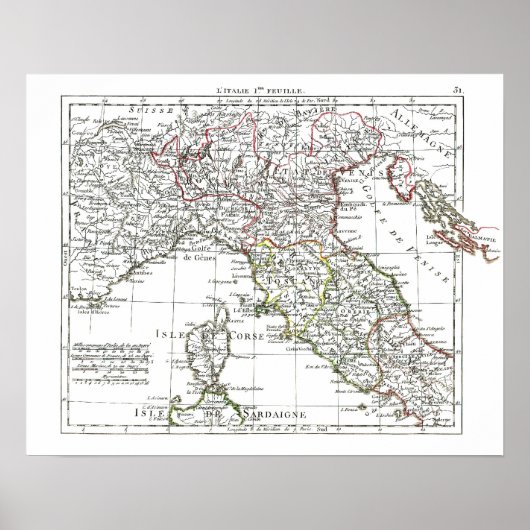 1806年の地図 – L'Italie 1ere Feuille ポスター (正面)