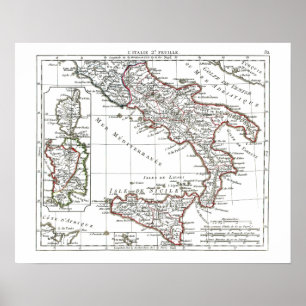 1806年の地図 – L'Italie 2e Feuille ポスター