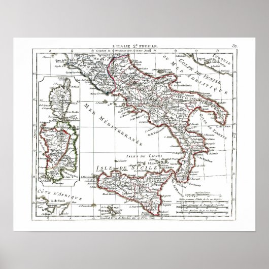 1806年の地図 – L'Italie 2e Feuille ポスター (正面)