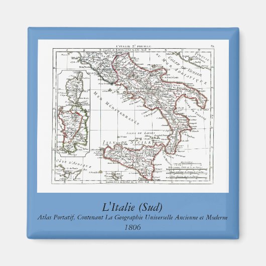 1806年の地図 – L'Italie (Sud) マグネット (正面)