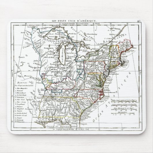 1806年地図 - アメリカ合衆国 マウスパッド (正面)