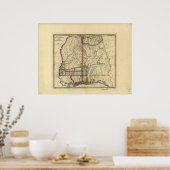 1810年のミシシッピ・アラバマの地図 ポスター (キッチン)