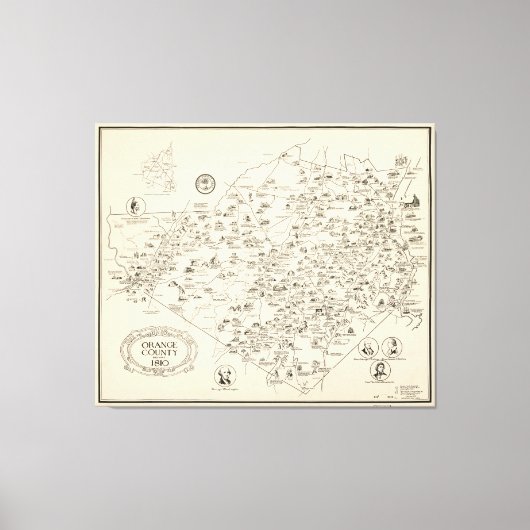 1810年の前ニューヨーク，オレンジ郡の地図 キャンバスプリント (正面)
