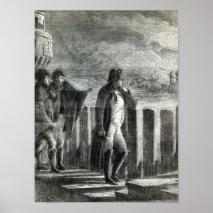 1812年にモスクワの火を見ているナポレオン ポスター