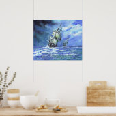 1812年王室の海岸を封鎖する海軍のフランスのフリゲート艦 ポスター (キッチン)