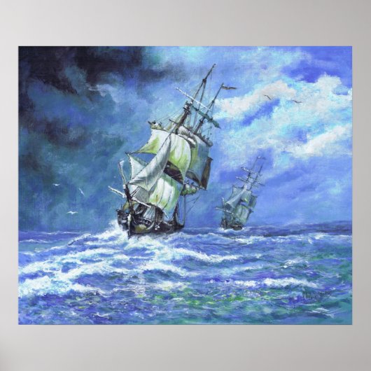 1812年王室の海岸を封鎖する海軍のフランスのフリゲート艦 ポスター (正面)