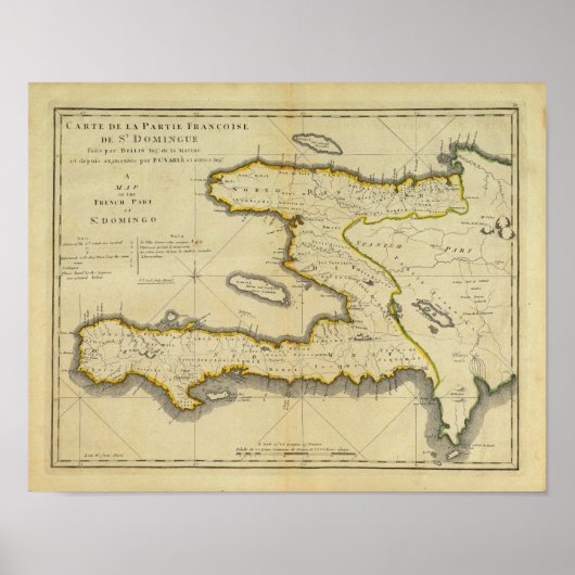 1814 Haiti Map by Mathew Carey ポスター (正面)