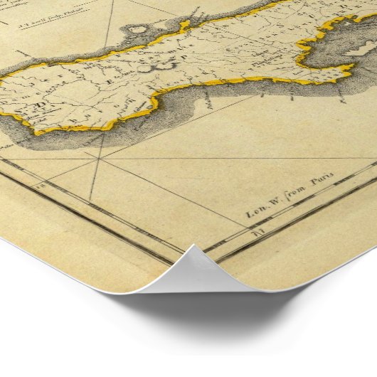 1814 Haiti Map by Mathew Carey ポスター (角)