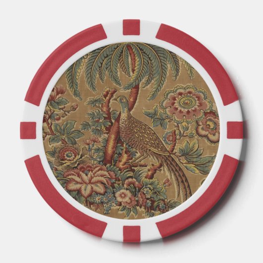 1815ヴィンテージ鳥花柄 ポーカーチップ (正面)