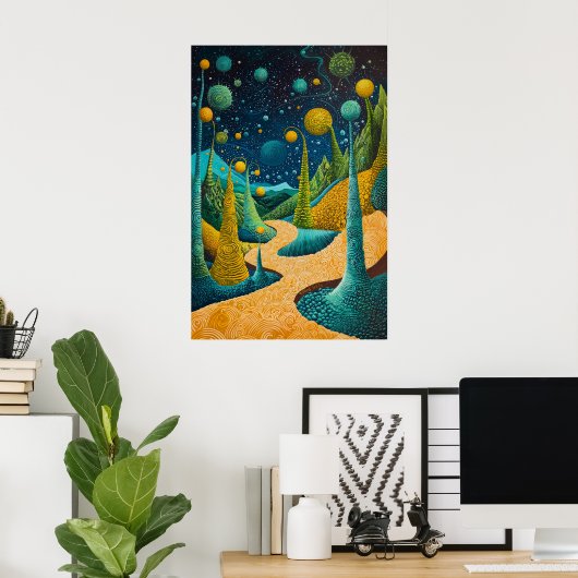 1815年の宇宙超現実主義の夢の風景 ポスター (ホームオフィス)