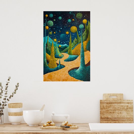 1815年の宇宙超現実主義の夢の風景 ポスター (キッチン)