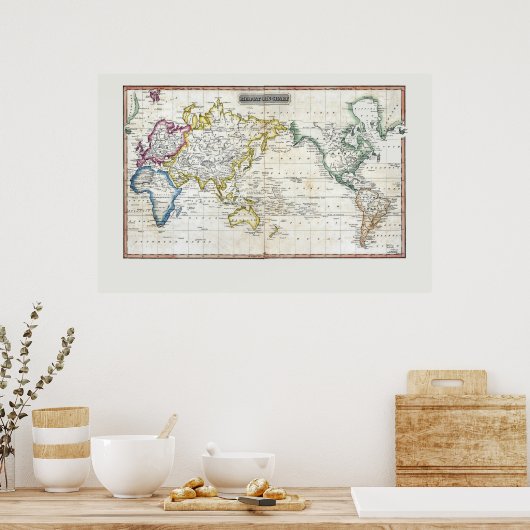 1817年の世界地図 ポスター (キッチン)