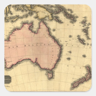 1818年オーストラレーシアの地図-オーストラリア、ニュージーランドの スクエアシール