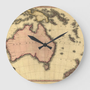 1818年オーストラレーシアの地図-オーストラリア、ニュージーランドの ラージ壁時計