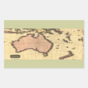 1818年オーストラレーシアの地図-オーストラリア、ニュージーランドの 長方形シール