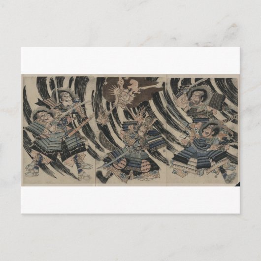 1818年頃の侍と鬼 ポストカード (正面)