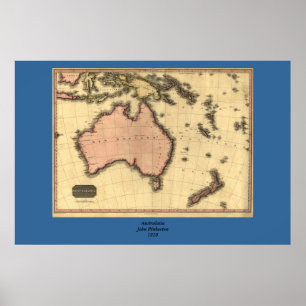 1818 Australasia Map - Australia, New Zealand ポスター