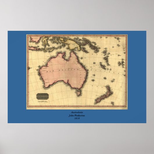 1818 Australasia Map - Australia, New Zealand ポスター (正面)