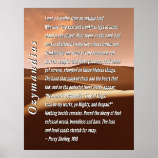 1819年のポスター、パーシー・シェリーによるオジマンディアス詩 ポスター