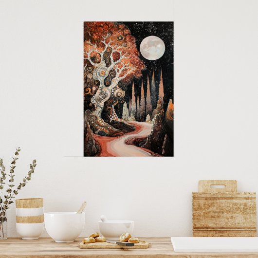 1820宇宙超現実主義の夢の風景 ポスター (キッチン)