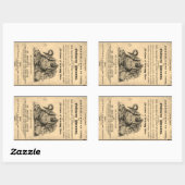 1820年のアンティークスカル 長方形シール (シート)