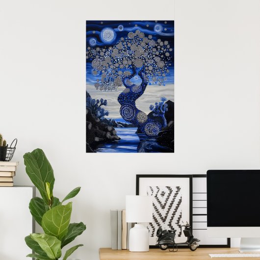 1821年の宇宙超現実主義の夢の風景 ポスター (ホームオフィス)