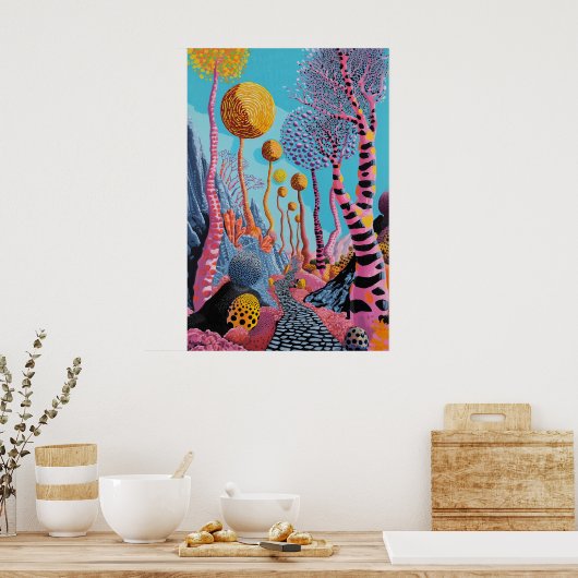 1822年の宇宙超現実主義の夢の風景 ポスター (キッチン)